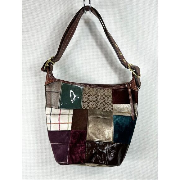 Vtg Coach Bleeker patchwork leather hobo bag 11356 suede signature logo Y2K - Picture 11 of 16